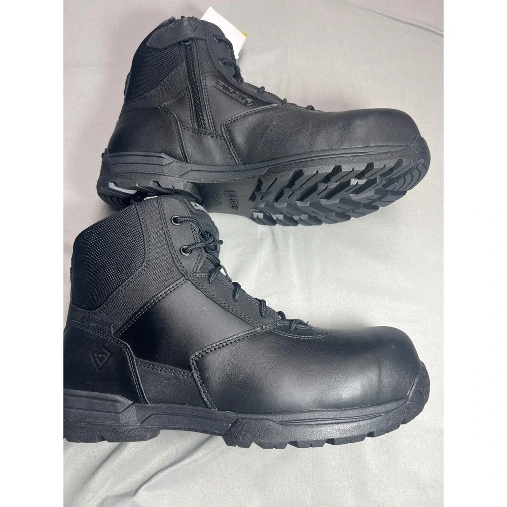 First Tactical Mens 6in Safety Composite Toe Side Zip Duty Boots Black 10.5